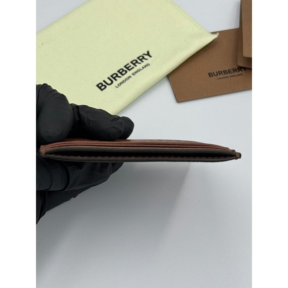 Burberry Sandon Card Case Wallet Embossed Logo Tan Leather - Picture 7 of 10